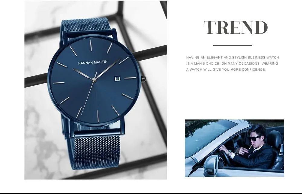 for Men Fashion Men��s Minimalist Watch Quartz Analog Waterproof Calendar Watch Business Formal Casual Occasion Ultra-Thin Stainless Steel vocal Mesh Band Design Watch 