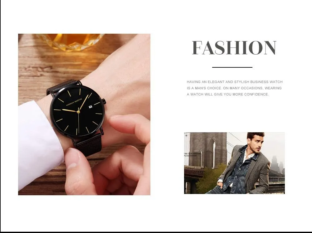 for Men Fashion Men��s Minimalist Watch Quartz Analog Waterproof Calendar Watch Business Formal Casual Occasion Ultra-Thin Stainless Steel vocal Mesh Band Design Watch 