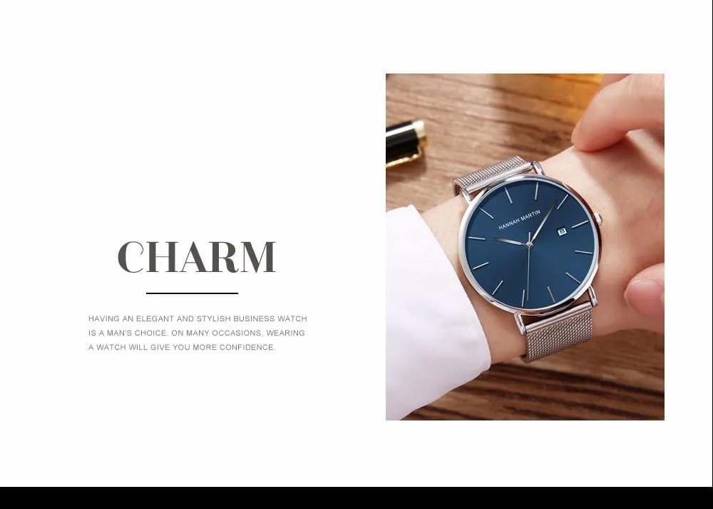 for Men Fashion Men��s Minimalist Watch Quartz Analog Waterproof Calendar Watch Business Formal Casual Occasion Ultra-Thin Stainless Steel vocal Mesh Band Design Watch 