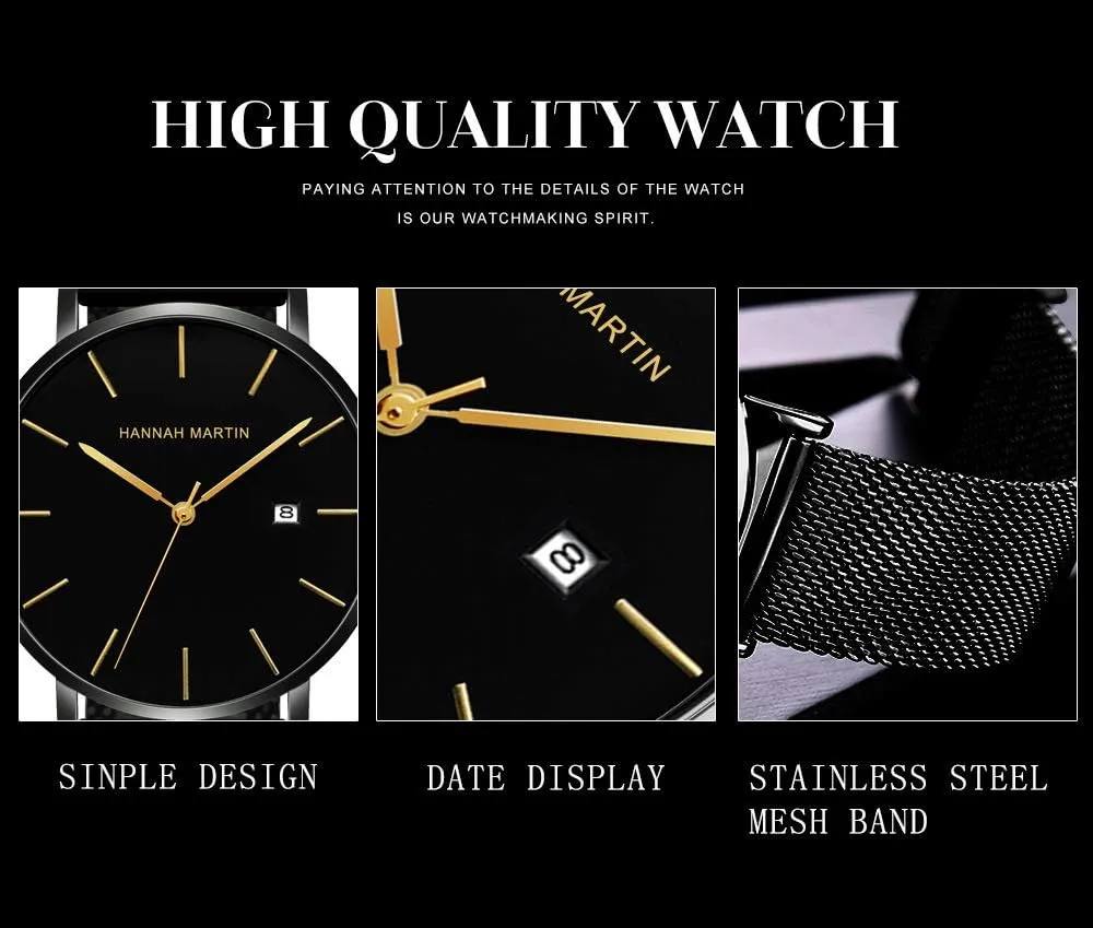 for Men Fashion Men��s Minimalist Watch Quartz Analog Waterproof Calendar Watch Business Formal Casual Occasion Ultra-Thin Stainless Steel vocal Mesh Band Design Watch 