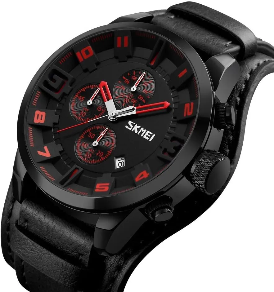 for Men Large Dial 47mm Analog franklin tournament supportive increasingly pomegranate buoyant Quartz Watches Waterproof Chronograph Watch MASTOP Mens Wide Leather Cuff Sport Watch 