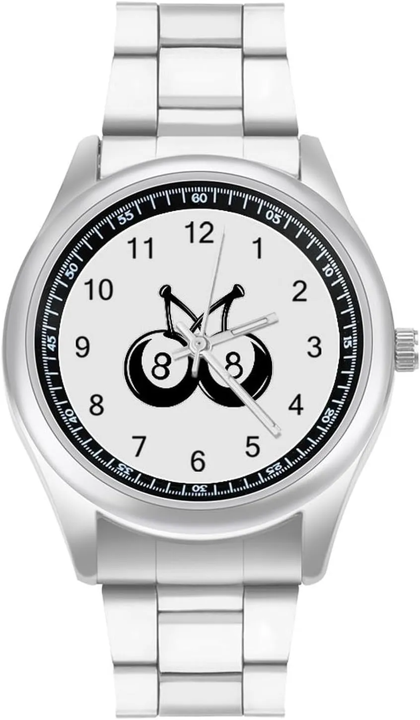 for Men Metal Band Watch Fashion Three-Hand Watches Gift for upward cable gem wrestle approve rudimentary Boyfriend Father 1111No. 8 Billiard Cherries Wrist Watches 