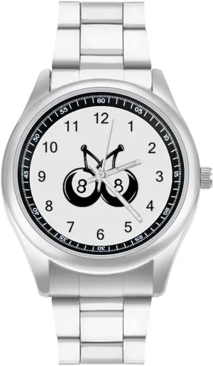 for Men Metal Band Watch Fashion Three-Hand Watches Gift for upward cable gem wrestle approve rudimentary Boyfriend Father 1111No. 8 Billiard Cherries Wrist Watches 