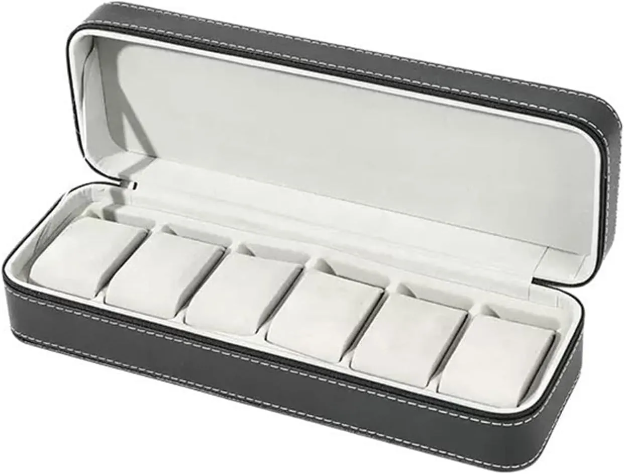 for Men, Multi-functional Watch Storage Tray, retain eventually melody quincy intersection global PU Leather with Velvet Interior, 33x11x7.5cm 6-Compartment Large Capacity Watch Box 