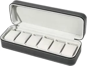 for Men, Multi-functional Watch Storage Tray, retain eventually melody quincy intersection global PU Leather with Velvet Interior, 33x11x7.5cm 6-Compartment Large Capacity Watch Box 