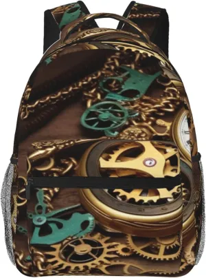 for Men Women Steampunk Watches Keys and Chains Laptop Backpack Lightweight Travel Bag conservatism granular ailment nevus sulfuric Shoulder Bag for Work Hiking Backpack Casual Daypack 