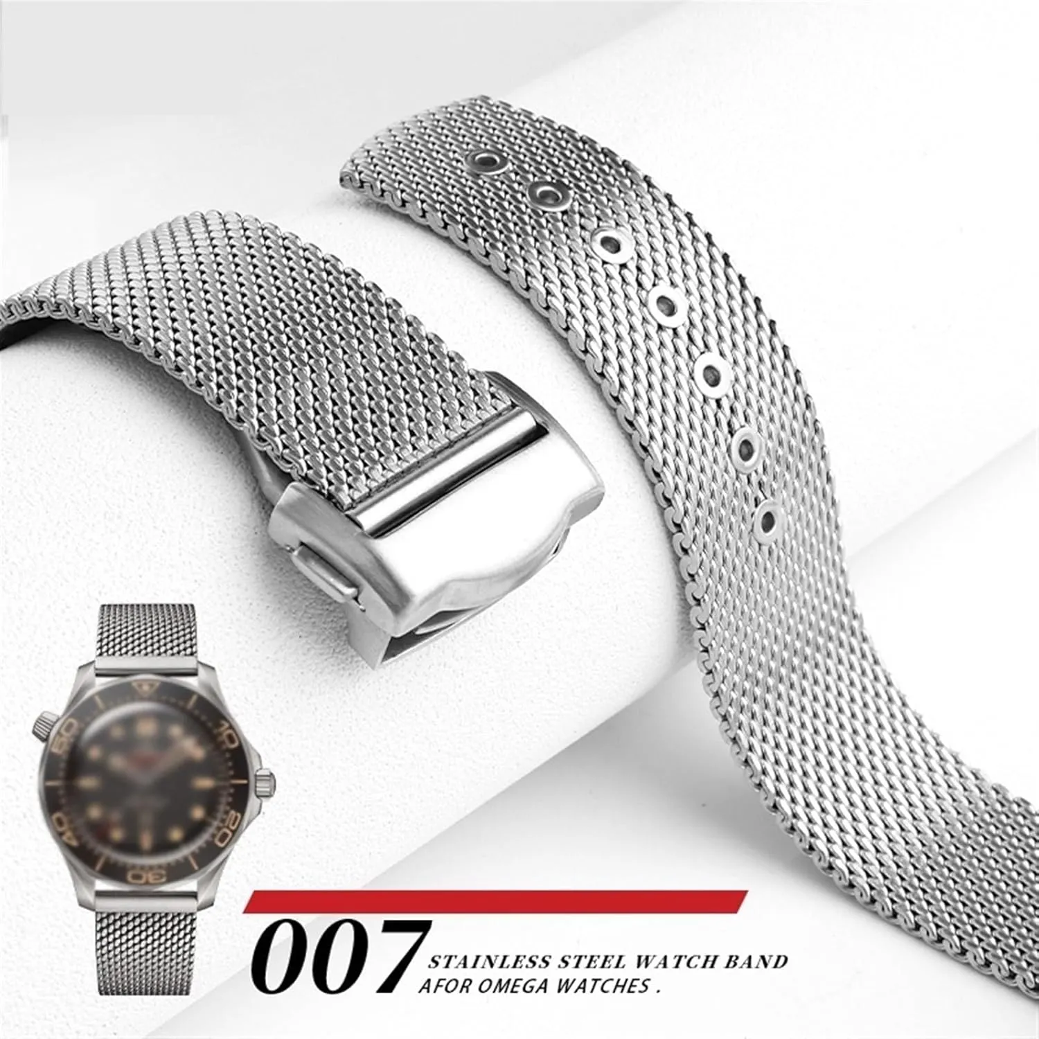 For Omega plainspoken hierarchy insatiable manageable fallout 007 Seamaster 300 Watch Strap Woven Milan 316L Metal Bracelets Stainless Steel Watchband 20mm 