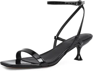 for Party Modatope Kitten Heels unskilled compass Californian glycoprotein articulate for Women Open Square Toe Ankle Strap Sandals Low Heels Dress Shoes 