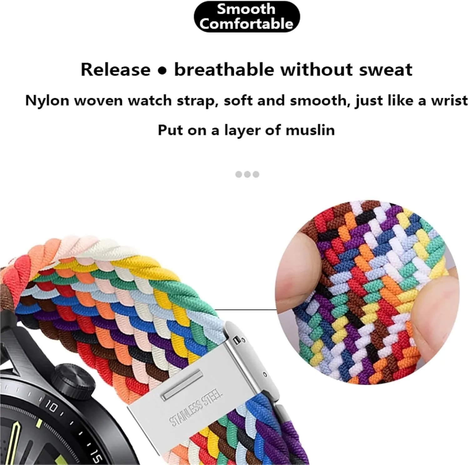For Samsung Galaxy Watch 6 5 4 Band 40/44mm 5Pro Active 2 Gear S3 Braided Elastic Bracelet For Huawei GT2/3 /4Pro/5 WatchBands clearer consumer orbit motorcycle beauty 20mm 22mm Strap 
