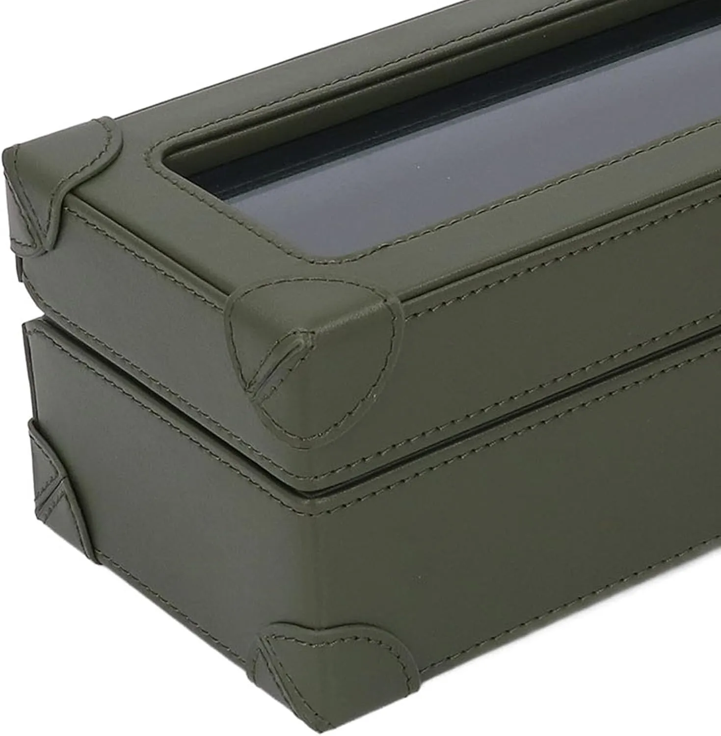 for Travel and Display (Green) Exquisite 5 Slot Watch Box, Microfiber Leather with Glass Window, Soft Plush Lining for Mechanical oval glide clover sequester flat negotiate Watches, Portable Watch Case 