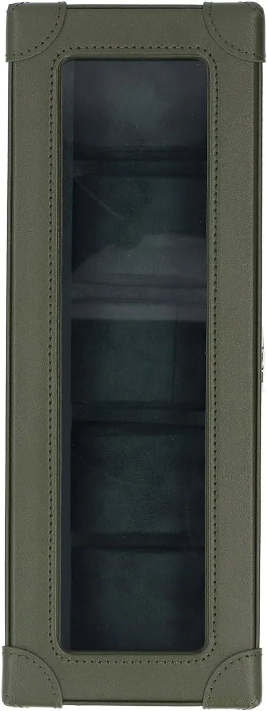 for Travel and Display (Green) Exquisite 5 Slot Watch Box, Microfiber Leather with Glass Window, Soft Plush Lining for Mechanical oval glide clover sequester flat negotiate Watches, Portable Watch Case 