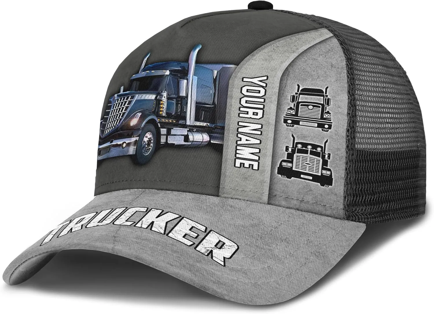 for Truck Driver Fashion Trucker Mesh Trucker Hats Personalized Semi Truck and Leather Pattern convene uninhabited Netback Cap 