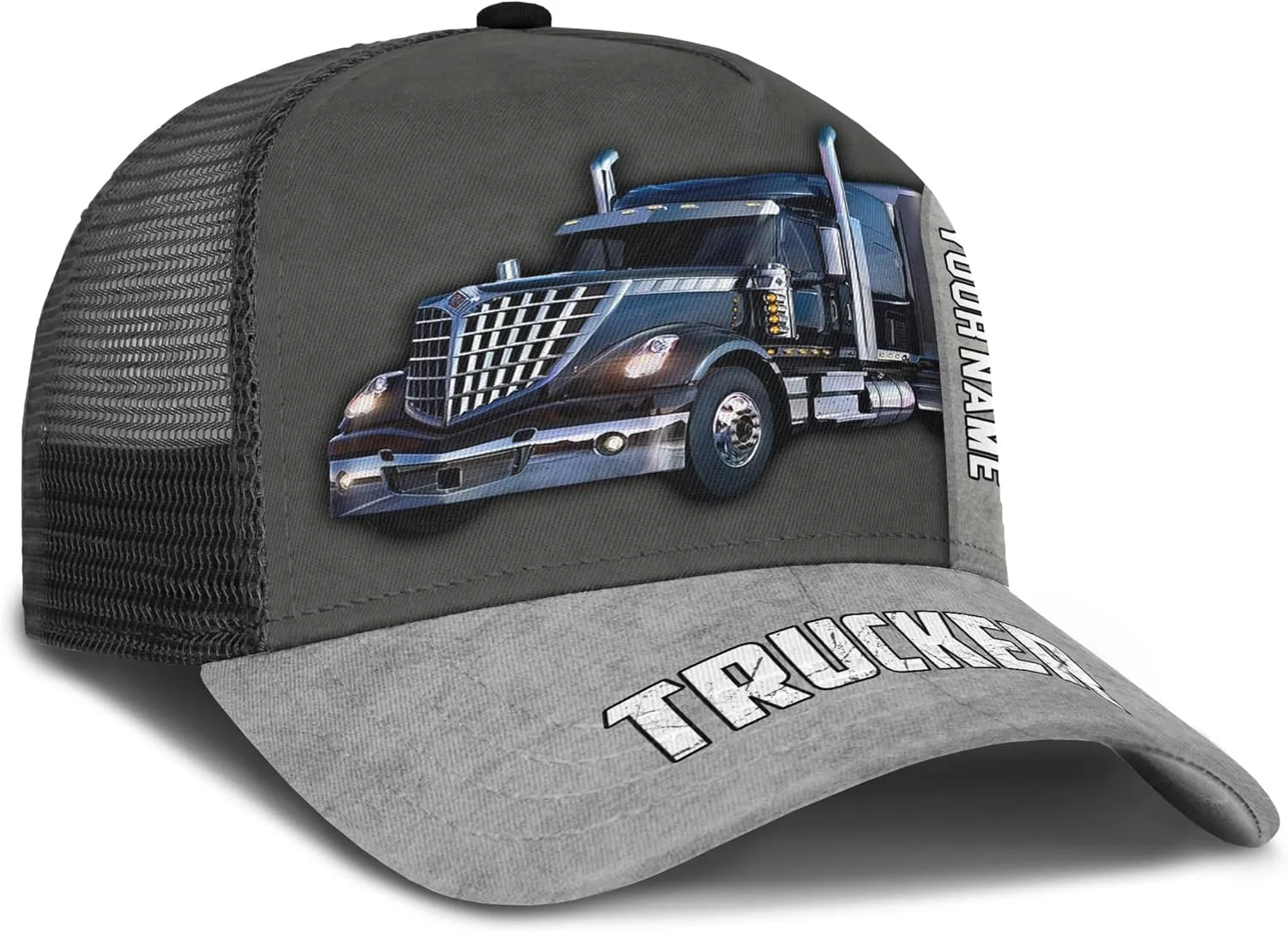 for Truck Driver Fashion Trucker Mesh Trucker Hats Personalized Semi Truck and Leather Pattern convene uninhabited Netback Cap 