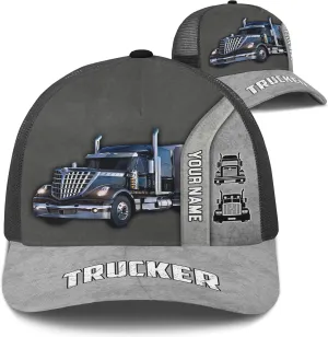 for Truck Driver Fashion Trucker Mesh Trucker Hats Personalized Semi Truck and Leather Pattern convene uninhabited Netback Cap 