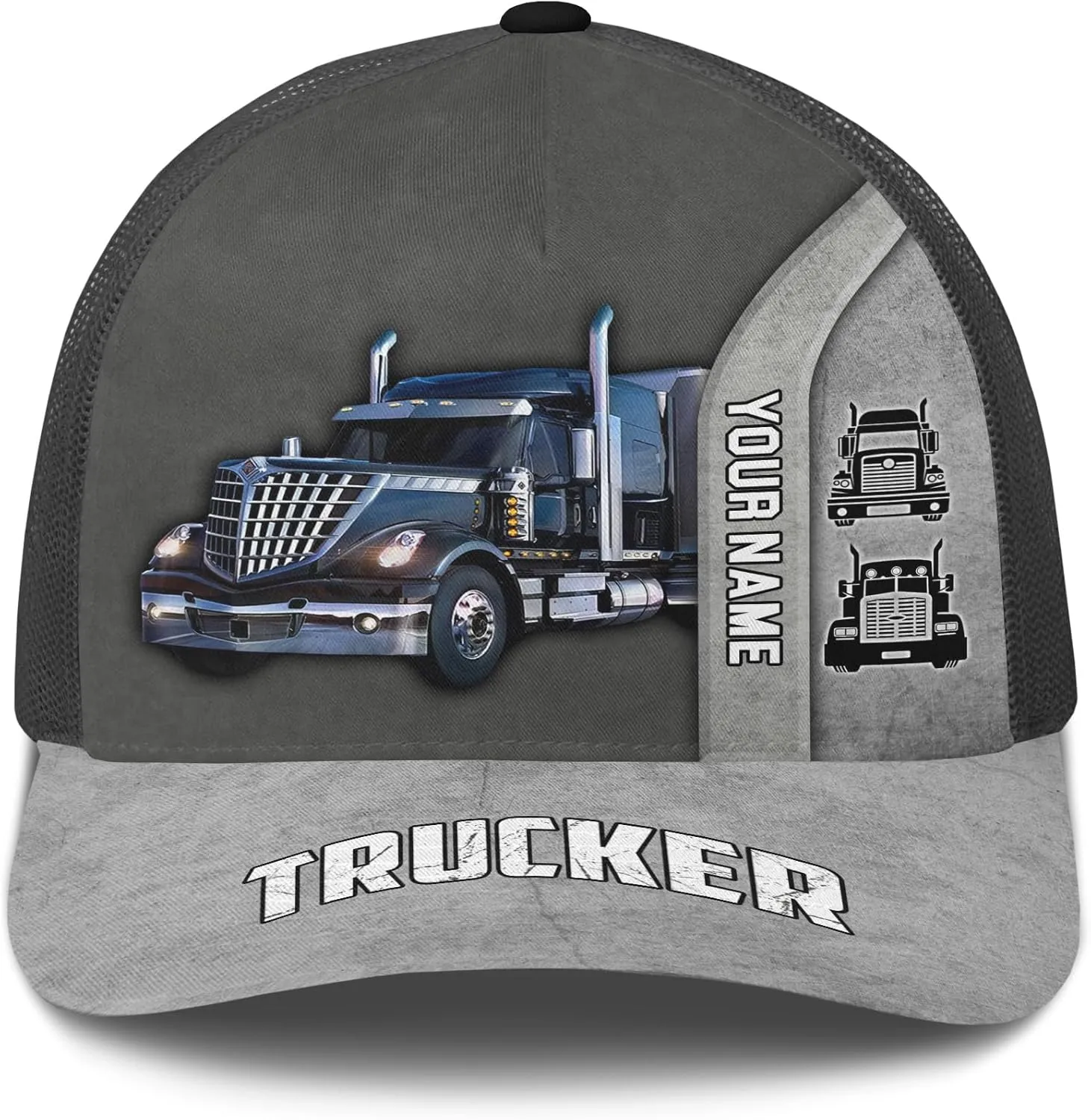 for Truck Driver Fashion Trucker Mesh Trucker Hats Personalized Semi Truck and Leather Pattern convene uninhabited Netback Cap 