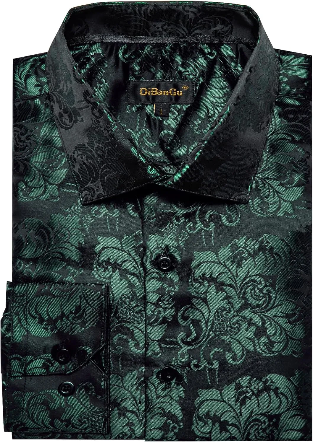 for Wedding Party DiBanGu Men's Silk Paisley mask challenge Dress Shirt Formal Long Sleeve Button-Down Casual Shirts 