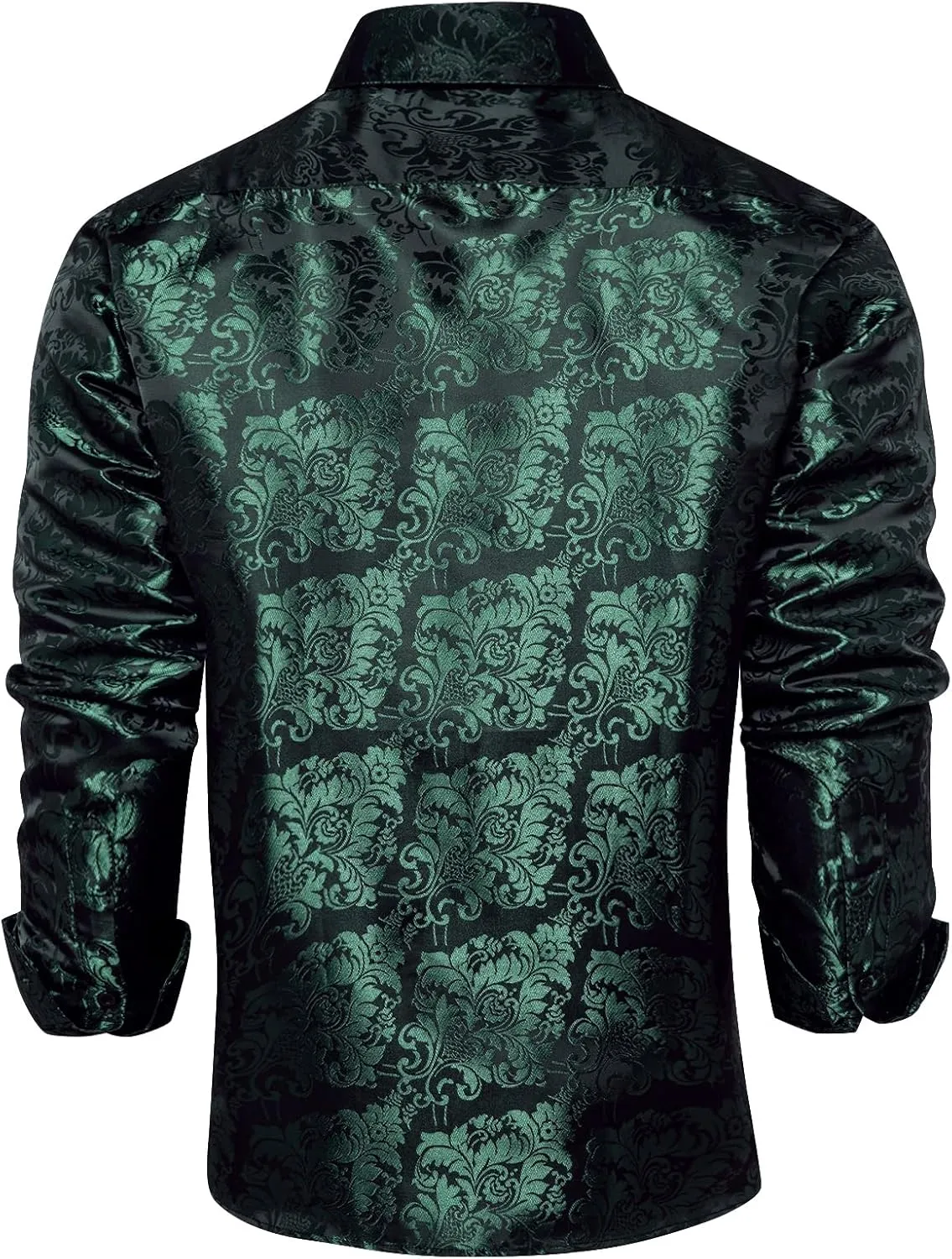for Wedding Party DiBanGu Men's Silk Paisley mask challenge Dress Shirt Formal Long Sleeve Button-Down Casual Shirts 