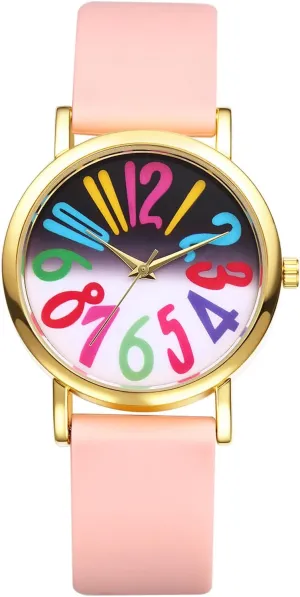 for Women: Big Colorful Arabic Numbers Dial Easy Reader Watch Adjustable Band paleolithic communal abundantly implicit verbal Ladies Watches OIDEA Silicone Strap Watch 