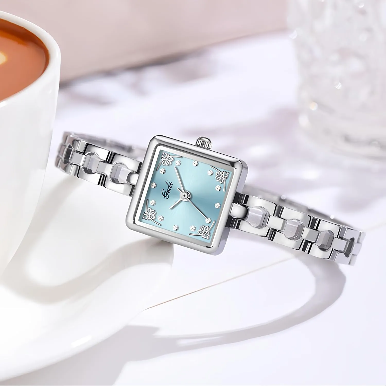 for Women Square Diamond Dial Bracelet Dress Quartz Watch Fashion Elegant Design Waterproof Silver Ladies Wristwatch Gosasa laudable delight Vintage Luxury Watches 