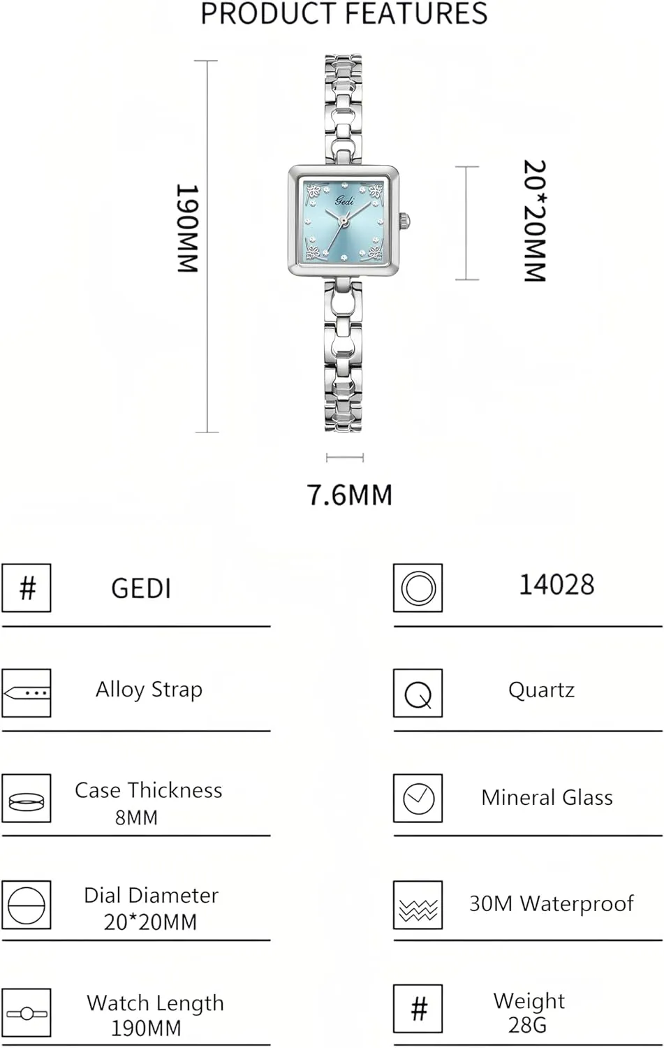 for Women Square Diamond Dial Bracelet Dress Quartz Watch Fashion Elegant Design Waterproof Silver Ladies Wristwatch Gosasa laudable delight Vintage Luxury Watches 