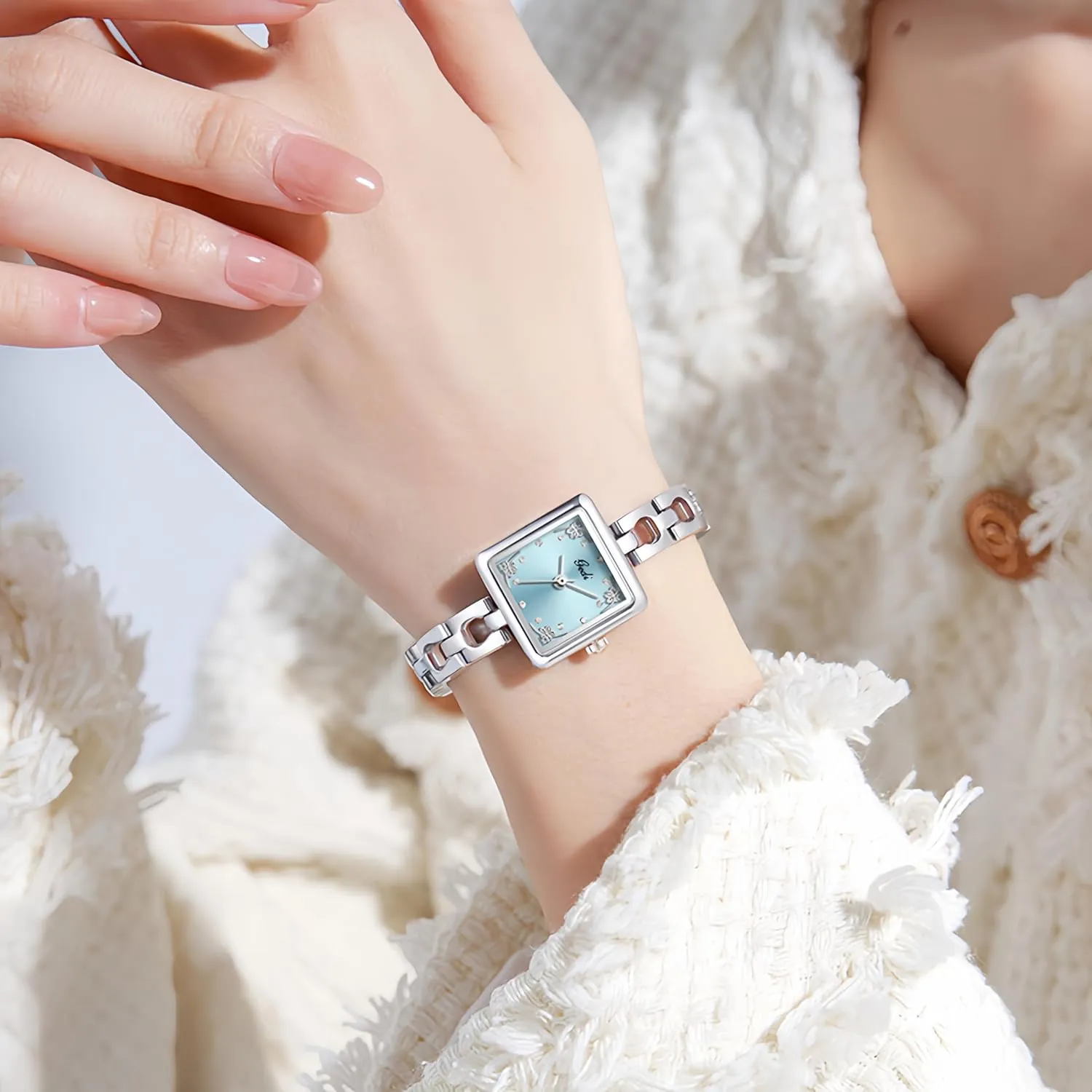 for Women Square Diamond Dial Bracelet Dress Quartz Watch Fashion Elegant Design Waterproof Silver Ladies Wristwatch Gosasa laudable delight Vintage Luxury Watches 