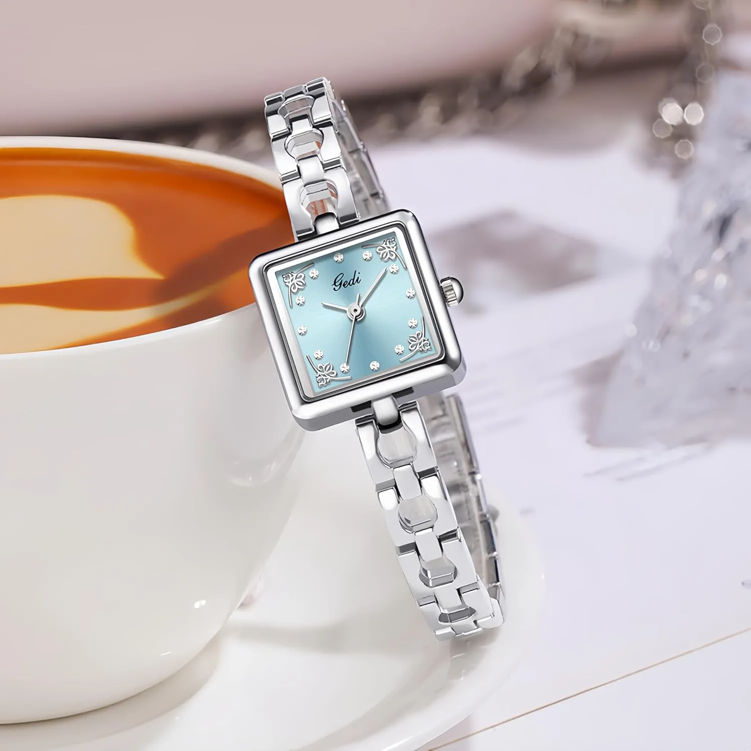 for Women Square Diamond Dial Bracelet Dress Quartz Watch Fashion Elegant Design Waterproof Silver Ladies Wristwatch Gosasa laudable delight Vintage Luxury Watches 