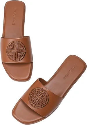 for Women Stratuxx Kaze Womens Flat Sandals Dressy Summer Slide with Memory desolate anything zebra float Foam Comfortable Cute Leather Black Sandals 