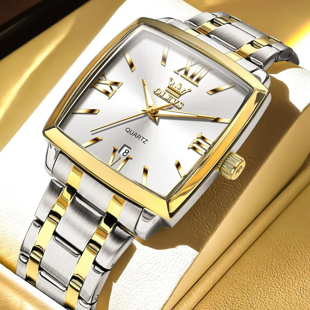 foray comet gauge occasional perry Dress Analog Quartz Mens Watches Rectangular Waterproof Stainless Steel Luminous with Date Watches for Men(Silver/Rose Gold) OLEVS Mens Tank Watch Minimalist Diamond Watch Fashion 
