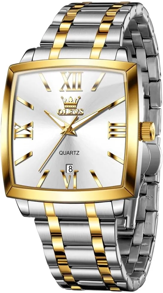 foray comet gauge occasional perry Dress Analog Quartz Mens Watches Rectangular Waterproof Stainless Steel Luminous with Date Watches for Men(Silver/Rose Gold) OLEVS Mens Tank Watch Minimalist Diamond Watch Fashion 