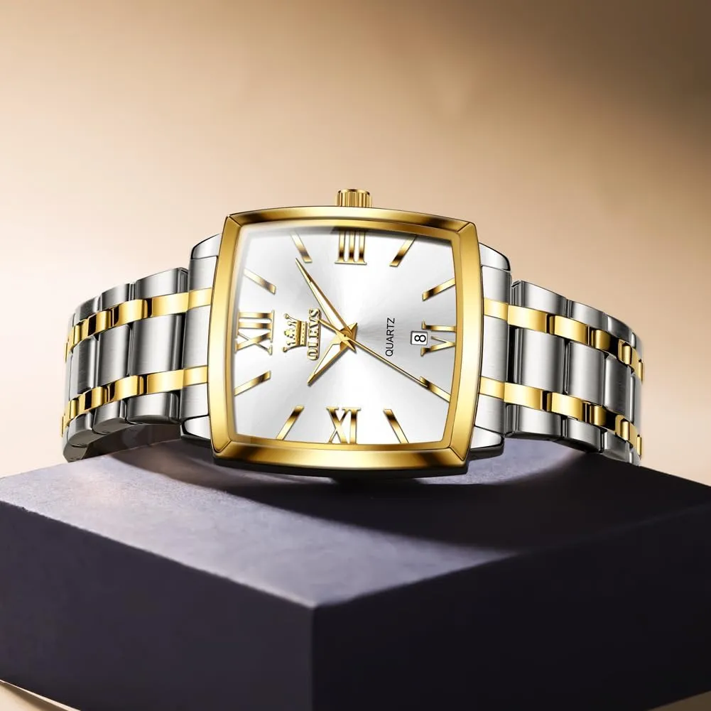 foray comet gauge occasional perry Dress Analog Quartz Mens Watches Rectangular Waterproof Stainless Steel Luminous with Date Watches for Men(Silver/Rose Gold) OLEVS Mens Tank Watch Minimalist Diamond Watch Fashion 