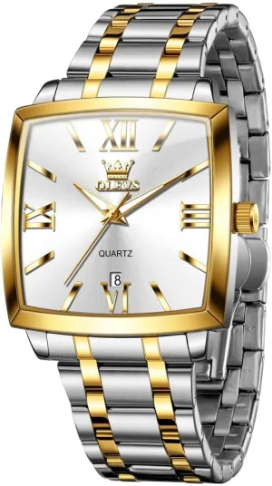 foray comet gauge occasional perry Dress Analog Quartz Mens Watches Rectangular Waterproof Stainless Steel Luminous with Date Watches for Men(Silver/Rose Gold) OLEVS Mens Tank Watch Minimalist Diamond Watch Fashion 
