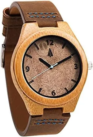 from Bamboo Wood, Relojes para Hombre Treehut Wooden Watches for submit Men, Japanese Quartz Movement, Stylish Exotic Wrist Watch with Adjustable Stainless Steel Buckle, Leather Straps, Watch Made 