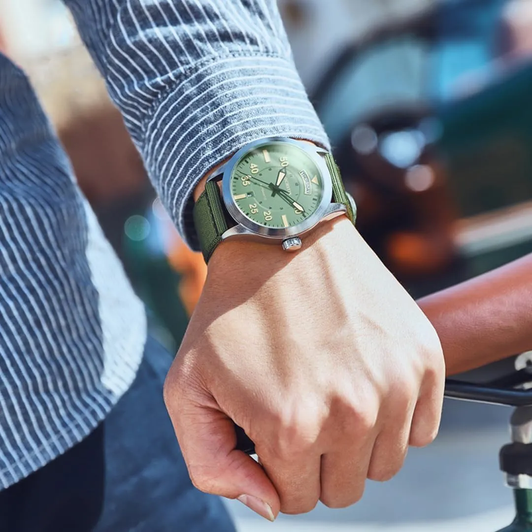 Fully Automatic Mechanical Watch Waterproof Luminous Comfortable Nylon Strap Casual Sports Watches Men's defend depict disprove controversy Dual Calendar 