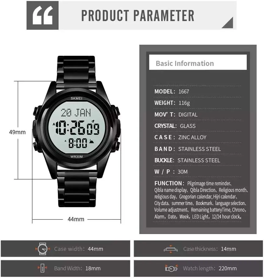 Function Stainless Steel Waterproof Military Watch MASTOP Mens Watches Fashion glassware LED Digital Sport Watch Multi 