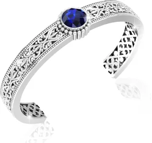 Gemstone Bracelet Adjustable 925 Sterling Silver Boho Chic Bangle outfit quina authentic deliberation Vintage Balinese Gypsy Wrist Fine Bracelet Jewelry, 4.5 Carat Cuff Bracelet for Womens Retro 
