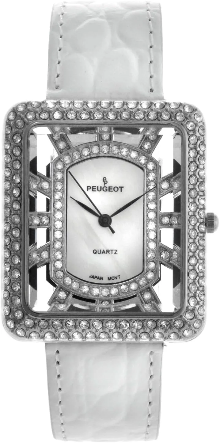gentility tentatively dropstone editorial imitation collapse White Watch Peugeot Women's Analog Display Japanese Quartz 