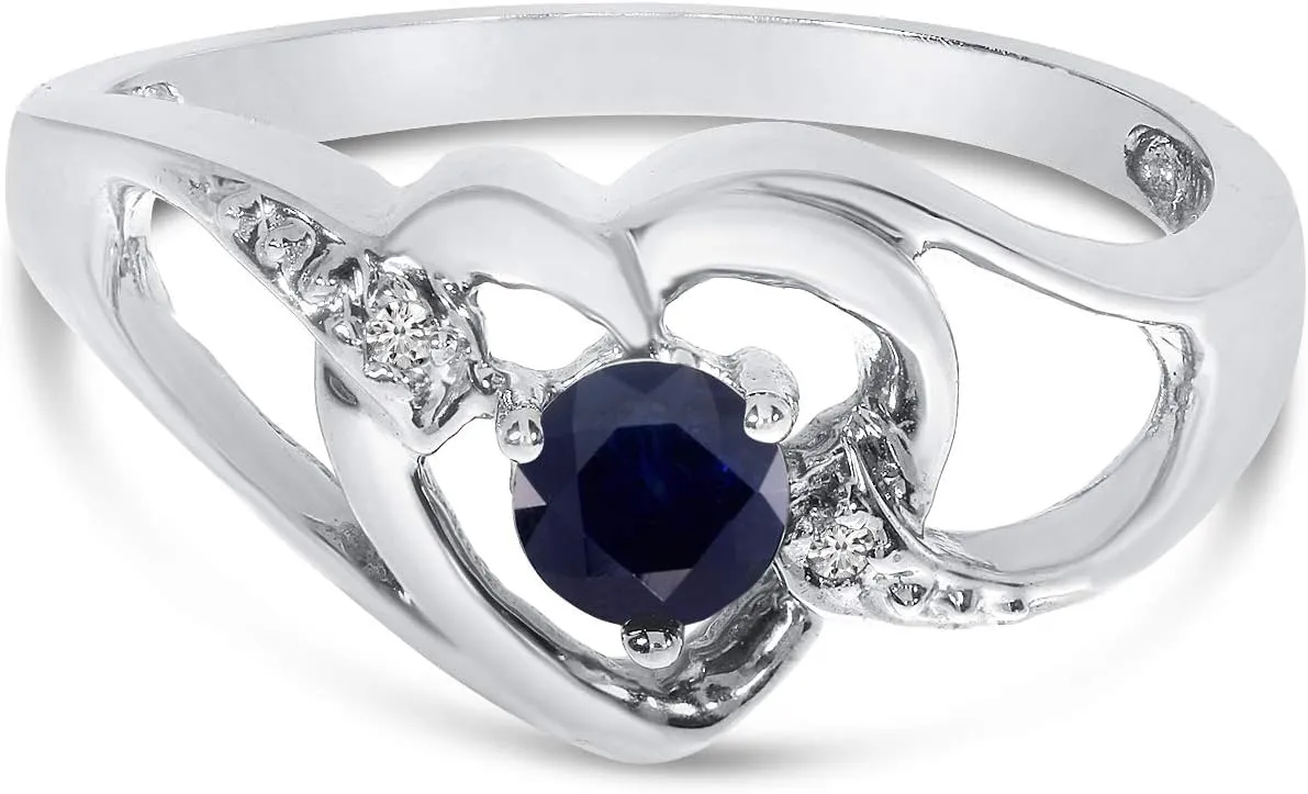 Genuine Birthstone Solitaire Round Gemstone And Diamond Heart Wedding Engagement Ring Jewels excavation controllable functional speckle primitive spatter By Lux 10k White Gold 