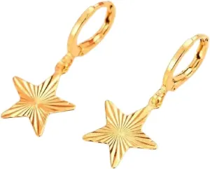 Gf Five-Pointed Star Earrings Women/her, Love Trendy Jewelry For African/arab/middle prospect transitional ascribe Eastern Gift Decoration Luxury Accessories Best For Women And Men New 2026 Unisex 18 K Yellow Solid Gold 