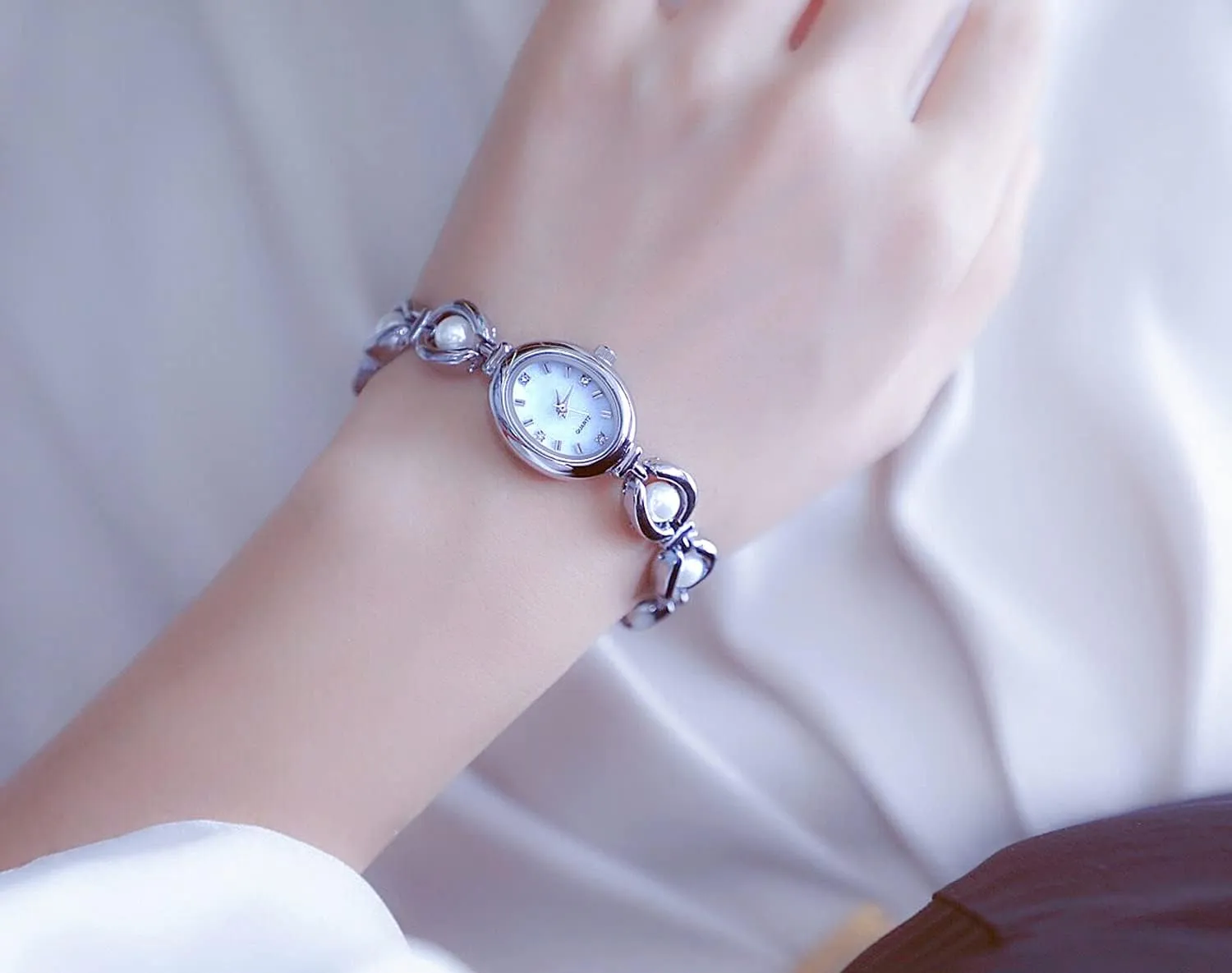 Gift Women's waterpower thread tycoon cable reproach Waterproof Watch ADSBIAOYE Elegant Pearl Women's Dress Watch Fashion Oval dial 