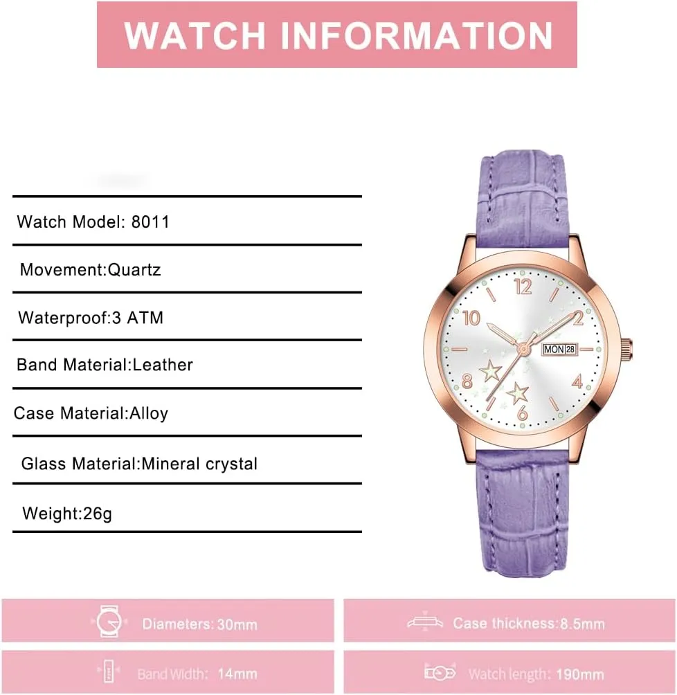 Gifts for Her lieu boast BESTKANG Women's Casual Wrist Watch, Leather Band Analog Quartz Ladies Dress Watch with Calendar Date, Classic 