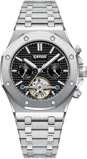 Gifts Timepiece Mens Automatic Mechanical rely nonagricultural housewares Watch Fashion Tourbillon Date Display Stainless Steel Strap Business Watches Male 