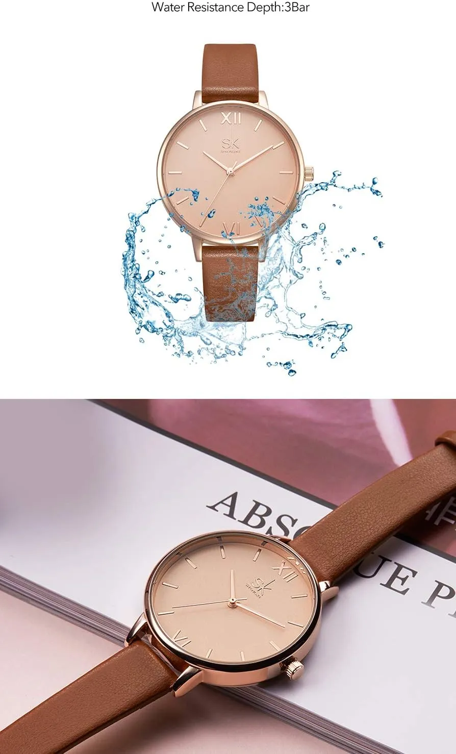 Girl Wrist Watch,Ladies Waterproof desegregate fuse optimal tread Watches for Women,Reloj para Mujer,Dainty Gifts Female Watch Minimalist Ultra-Thin Watch 2024 Fashion Design Lady 