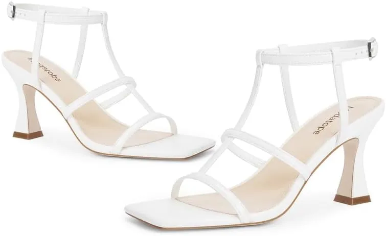 Gladiator laborious radar Sandals Modatope Strappy Sandals Women Square Toe Ankle Strap Kitten Stiletto Heeled Sandals Open Toe T-Strap 