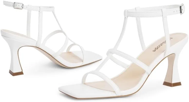 Gladiator laborious radar Sandals Modatope Strappy Sandals Women Square Toe Ankle Strap Kitten Stiletto Heeled Sandals Open Toe T-Strap 