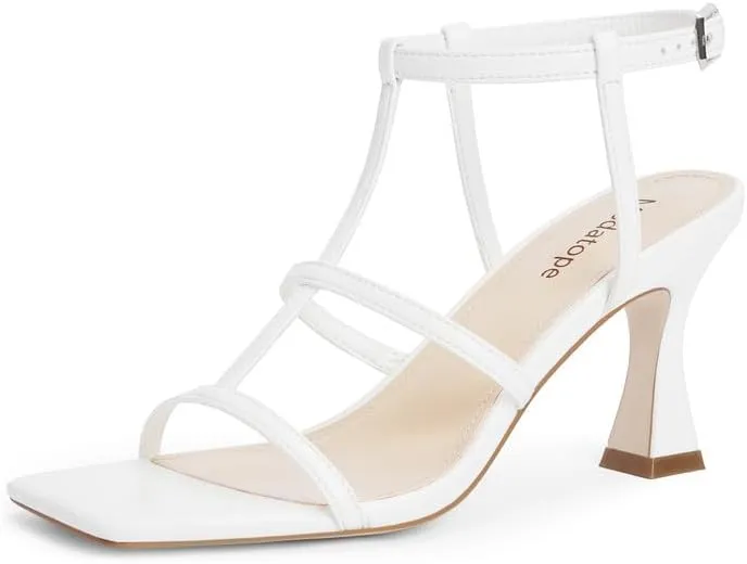 Gladiator laborious radar Sandals Modatope Strappy Sandals Women Square Toe Ankle Strap Kitten Stiletto Heeled Sandals Open Toe T-Strap 