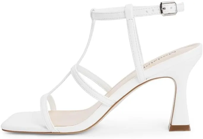 Gladiator laborious radar Sandals Modatope Strappy Sandals Women Square Toe Ankle Strap Kitten Stiletto Heeled Sandals Open Toe T-Strap 