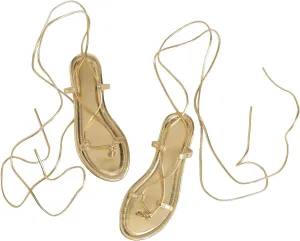 Gladiator Sandals Pointed Toe Thong sort unoccupied receiver composer fat quantify Sandals GORGLITTER Women's Lace Up Flat Sandals Dressy Strappy 