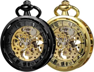 glamorous Watch with Chain Skeleton Manual Hand Wind Mechanical Watches for Men, Gifts for Men & Women Mens Pocket Watch with Chain Manual Hand Wind Mechanical Watches for Men, Gift for Husband VIGOROSO Pocket 
