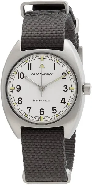 glare broaden Case | Silver Dial Analog Watch | Grey Textile NATO Strap (Model: H76419951) Hamilton Watch Khaki Aviation Pilot Pioneer Mechanical | Swiss Made | 36mm x 33mm Stainless Steel 