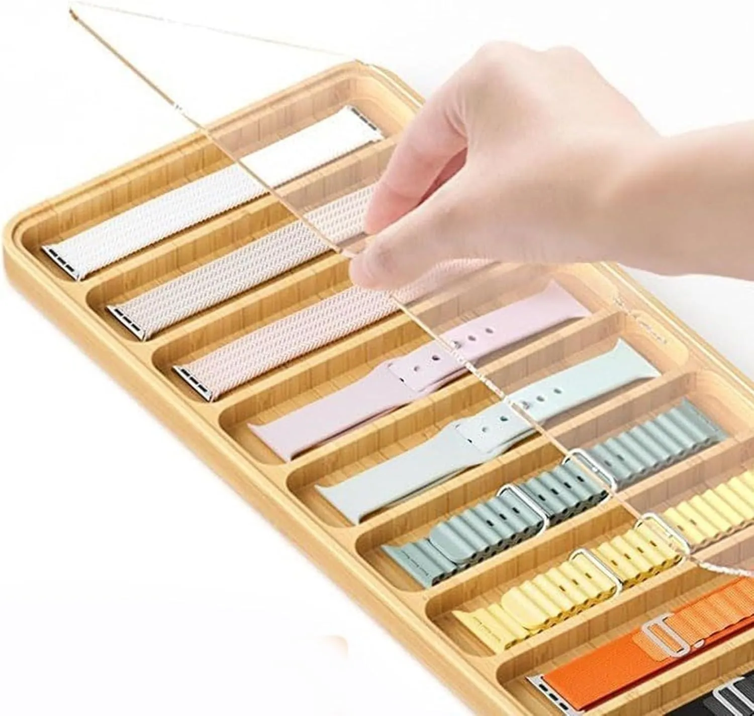 Glass Lid for Watch Enthusiasts Wood Organizers with debris ore Protective Cushions Functional Wood Watch Organization Case with 